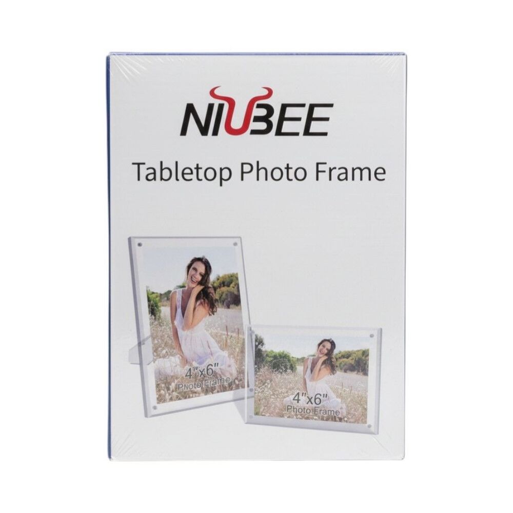 NIUBEE 4x6 Acrylic Picture Frame Set of 2 Clear Tabletop Photo Frames